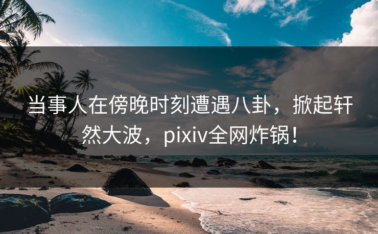 当事人在傍晚时刻遭遇八卦，掀起轩然大波，pixiv全网炸锅！