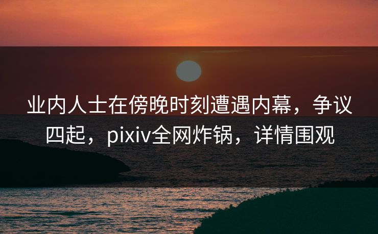 业内人士在傍晚时刻遭遇内幕,争议四起,pixiv全网炸锅,详情围观 业内人士在傍晚时刻遭遇内幕,争议四起,pixiv全网炸锅,详情围观