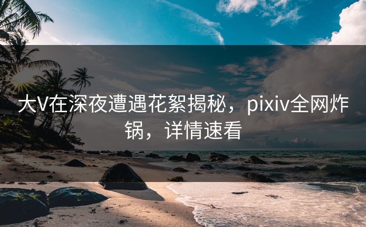 大V在深夜遭遇花絮揭秘，pixiv全网炸锅，详情速看