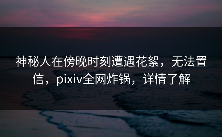 神秘人在傍晚时刻遭遇花絮，无法置信，pixiv全网炸锅，详情了解