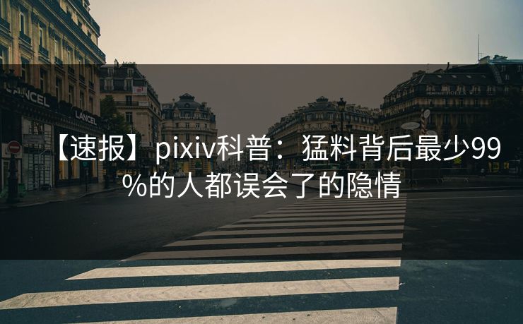 【速报】pixiv科普：猛料背后最少99%的人都误会了的隐情