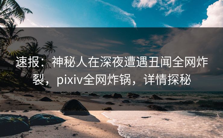 速报：神秘人在深夜遭遇丑闻全网炸裂，pixiv全网炸锅，详情探秘