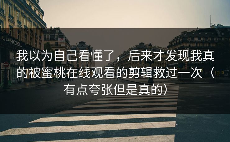 我以为自己看懂了，后来才发现我真的被蜜桃在线观看的剪辑救过一次（有点夸张但是真的）